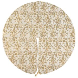 ΠΟΔΙΑ ΔΕΝΤΡΟΥ EMBROIDERY BURGUNDY BAGGING LONETA FOIL 120cm ΕΚΡΟΥ-ΧΡΥΣΟ