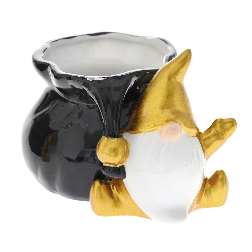 81494 ΜΑΥΡΟ ΧΡΥΣΟ ΚΕΡΑΜΙΚΟ ΜΠΩΛ ΠΟΥΓΚΙ ΜΕ ΝΑΝΟ 13Χ10Χ9ΕΚ