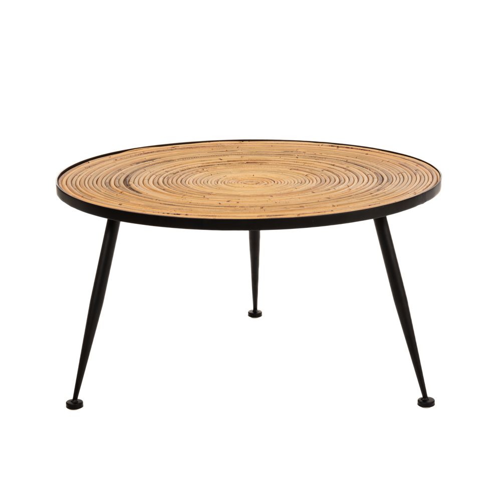 84915 ΡΑΤΤΑΝ ΣΤΡΟΓΓΥΛΟ ΤΡΑΠΕΖΙ Φ73x40EK ΜΕ ΜΕΤΑΛΛΙΚΑ ΠΟΔΙΑ