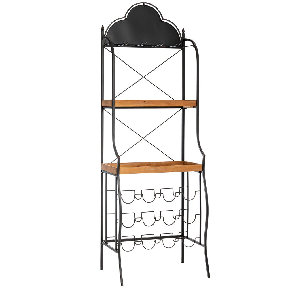 85055 ΜΑΥΡΗ ΜΕΤΑΛΛΙΚΗ ΡΑΦΙΕΡΑ ΕΠΙΠΛΟ ΜΠΑΡ ΜΕ ΞΥΛΙΝΑ ΡΑΦΙΑ 59Χ37Χ173ΕΚ