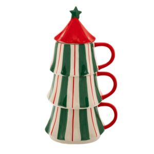 ΣΕΤ 3 ΠΡΑΣΙΝΕΣ ΛΕΥΚΕΣ ΡΙΓΕ ΚΕΡΑΜΙΚΕΣ ΚΟΥΠΕΣ ΣΕ ΣΧΗΜΑ ΕΛΑΤΟΥ 15