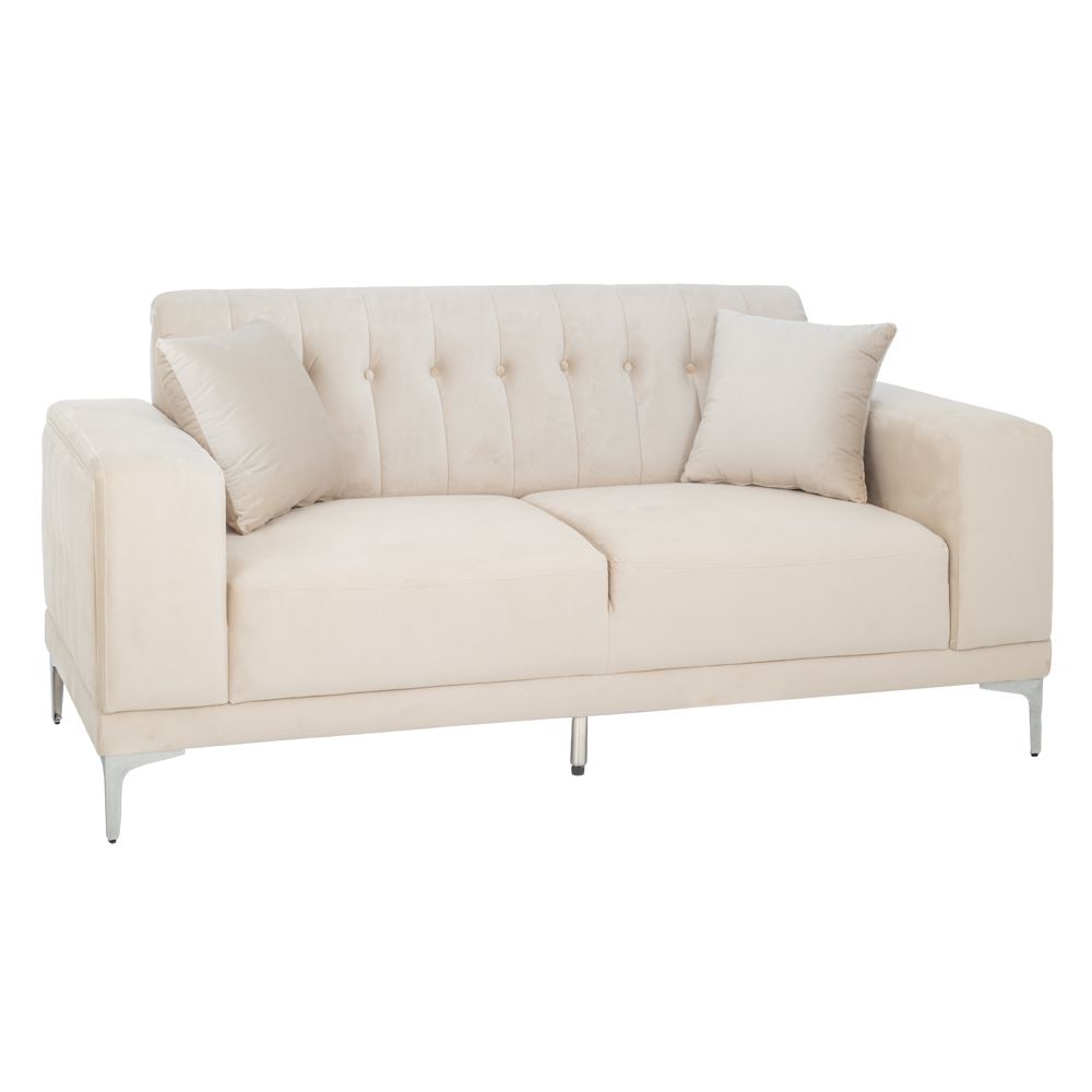 88033 ΚΡΕΜ ΒΕΛΟΥΔΙΝΟΣ 2ΘΕΣΙΟΣ ΚΑΝΑΠΕΣ ΜΕ ΑΣΗΜΙ ΜΕΤΑΛΛΙΚΑ ΠΟΔΙΑ 180Χ86Χ85ΕΚ LEGS KD