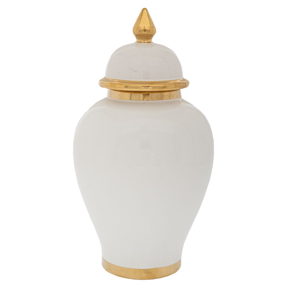 88531 ΛΕΥΚΟ ΚΕΡΑΜΙΚΟ ΒΑΖΟ ΜΕ ΚΑΠΑΚΙ ΚΑΙ ΧΡΥΣΟ ΓΕΙΣΟ Φ18Χ33ΕΚ