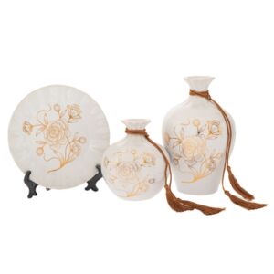 ΣΕΤ 3 ΛΕΥΚΑ ΚΕΡΑΜΙΚΑ ΕΠΙΤΡΑΠΕΖΙΑ ΔΙΑΚΟΣΜΗΤΙΚΑ ΜΕ ΛΟΥΛΟΥΔΙΑ 14Χ14Χ22 13Χ13Χ15 20Χ20Χ2ΕΚ