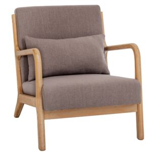 LOUNGE ΠΟΛΥΘΡΟΝΑ ΑΠΟ ΑΝΟΙΧΤΟ ΞΥΛΟ ΒΕΛΑΝΙΔΙΑΣ ΜΕ ΓΚΡΙ ΥΦΑΣΜΑ AND ΜΑΞΙΛΑΡΙ  66Χ87Χ74ΕΚ