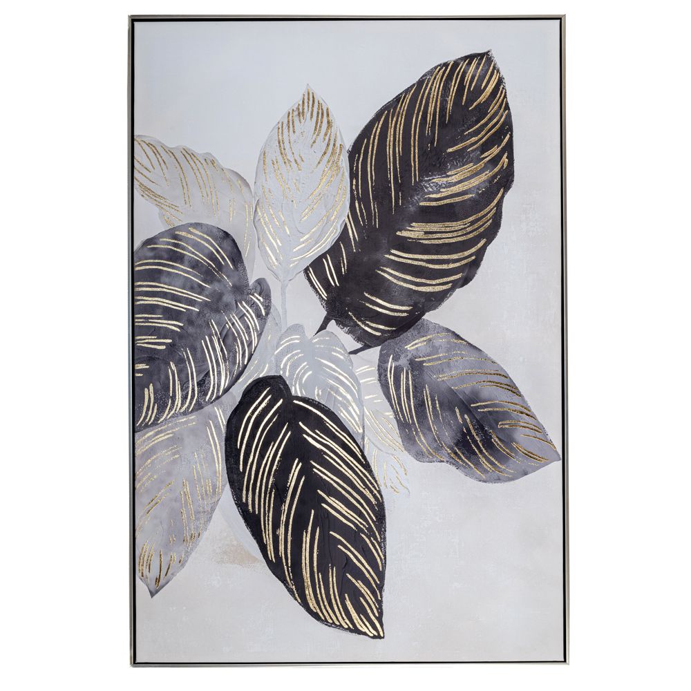 89100 LEAVES ΕΛΑΙΟΓΡΑΦΙΑ 80Χ120 ΕΚ ΜΕ ΑΣΗΜΙ ΚΟΡΝΙΖΑ ΣΕ ΤΥΠΩΜΕΝΟ ΚΑΜΒΑ