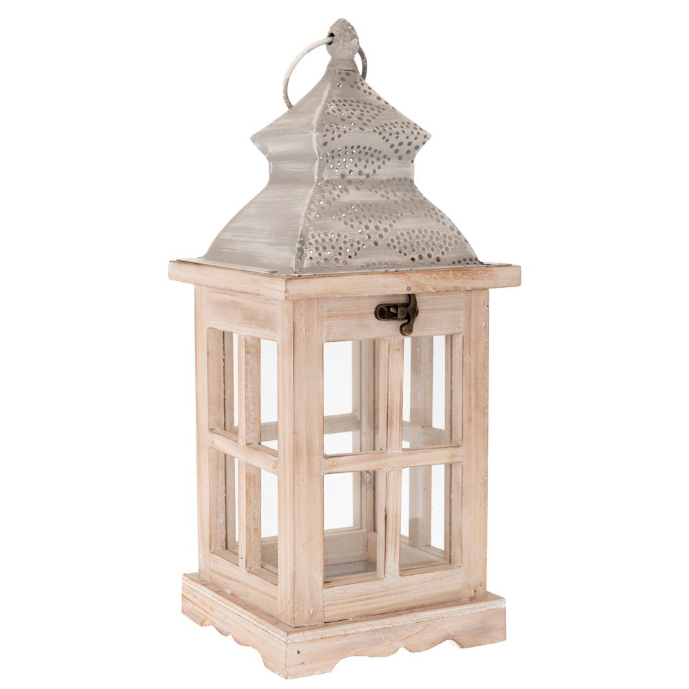 89551 ΚΑΦΕ ΞΥΛΙΝΟ ΦΑΝΑΡΙ ΜΕ ΓΚΡΙ ΜΕΤΑΛΛΙΚΗ ΟΡΟΦΗ 15Χ15Χ36ΕΚ