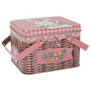 ΠΑΣΧΑΛΙΝΟ ΚΑΛΑΘΑΚΙ ΜΕ ΡΟΖ ΚΑΠΑΚΙ ΚΑΙ ΧΕΡΟΥΛΙΑ 15Χ13Χ11ΕΚ