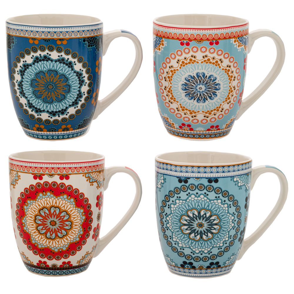 89969 ΠΟΛΥΧΡΩΜΗ ΚΕΡΑΜΙΚΗ ΚΟΥΠΑ ΜΕ ΣΧΕΔΙΑ ΛΟΥΛΟΥΔΙΑ 360ML 4 ΣΧΕΔΙΑ