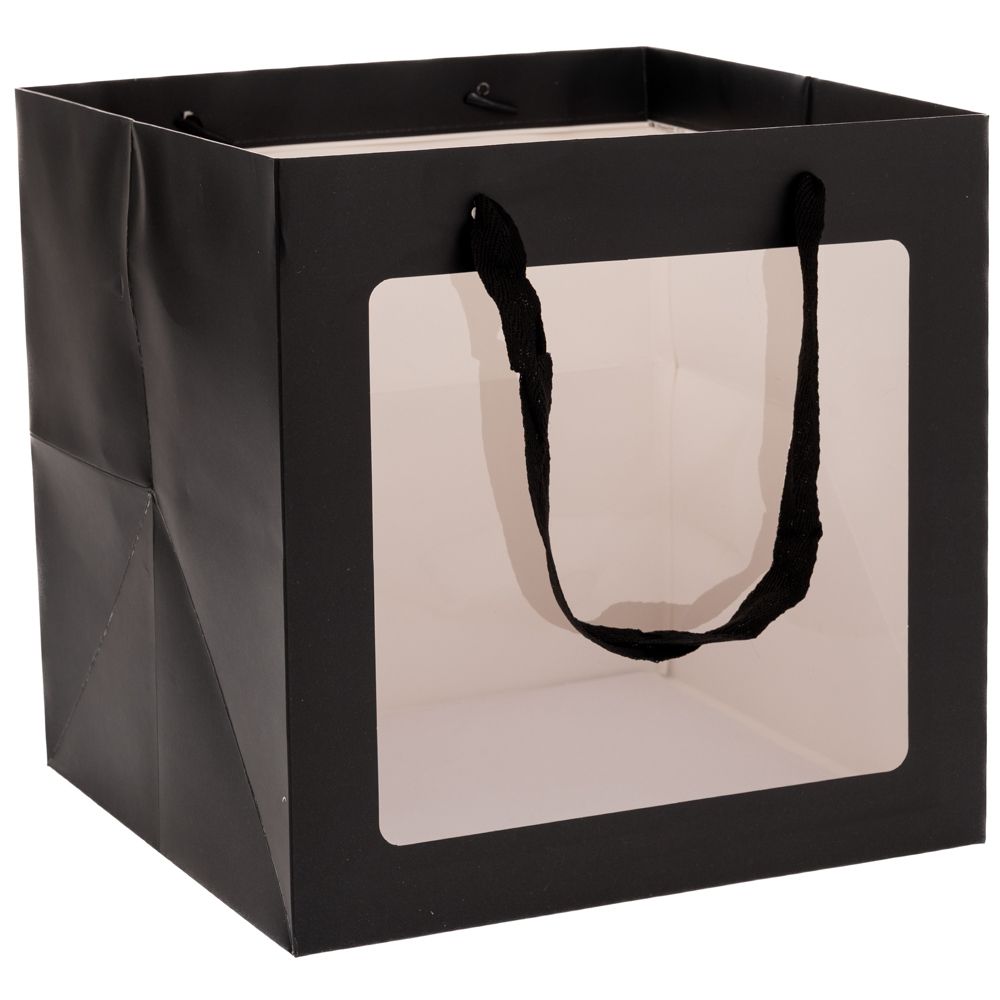 90277 ΜΑΥΡΗ ΧΑΡΤΙΝΗ ΣΑΚΟΥΛΑ ΜΕ ΠΑΡΑΘΥΡΟ