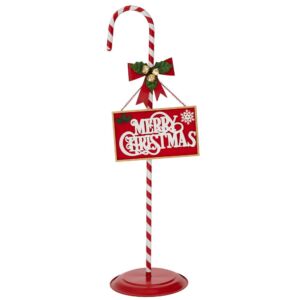 ΚΟΚΚΙΝΟ ΡΙΓΕ ΜΕΤΑΛΛΙΚΟ ΔΙΑΚΟΣΜΗΤΙΚΟ ΜΠΑΣΤΟΥΝΙ  MERRY CHRISTMAS 30Χ30Χ100ΕΚ