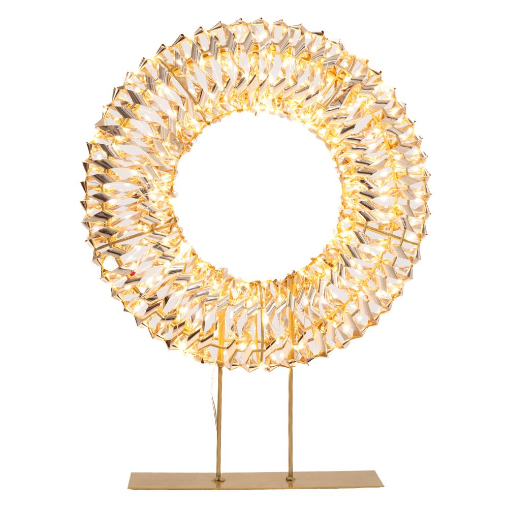 90581 ΦΩΤΙΖΟΜΕΝΟΣ ΕΠΙΤΡΑΠΕΖΙΟΣ ΔΙΑΚΟΣΜΗΤΙΚΟΣ ΚΥΚΛΟΣ ΣΕ ΧΡΥΣΗ ΒΑΣΗ 38Χ50Χ9ΕΚ ΜΕ 500 LED ΘΕΡΜΟ ΛΕΥΚΟ IP4