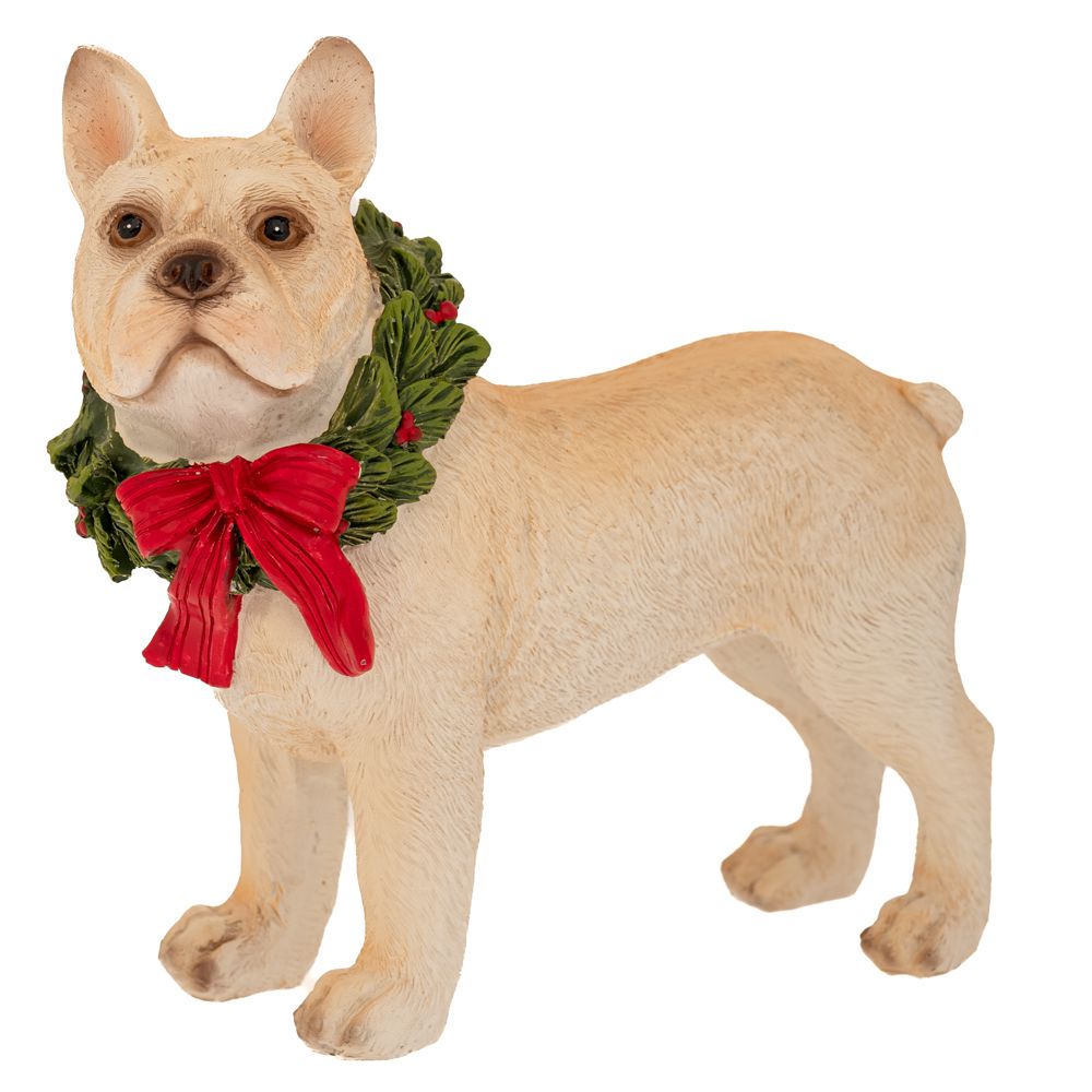 90726 ΛΕΥΚΟΣ ΠΟΛΥΡΕΖΙΝ ΣΚΥΛΟΣ ΜΕ ΠΡΑΣΙΝΟ ΣΤΕΦΑΝΙ ΣΤΟΝ ΛΑΙΜΟ 12Χ6Χ12