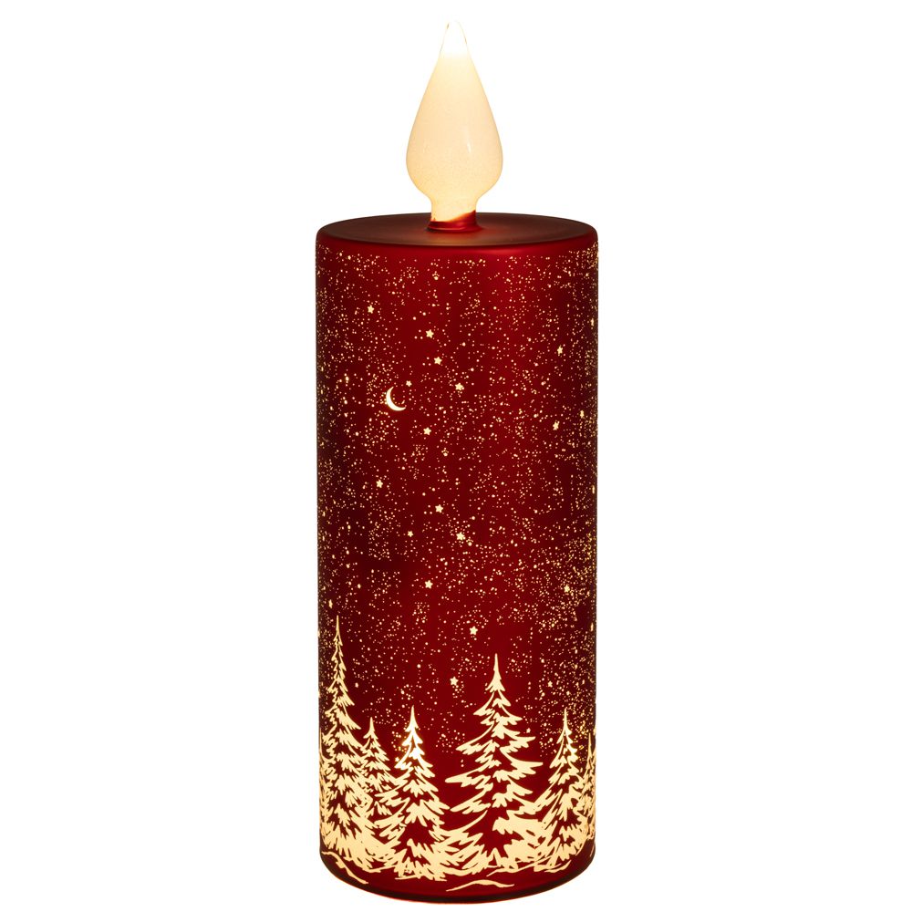 90874 ΚΟΚΚΙΝΟ LED ΓΥΑΛΙΝΟ ΚΕΡΙ ΜΕ ΛΕΥΚΗ ΦΛΟΓΑ ΚΑΙ ΛΕΥΚΟ ΣΚΗΝΙΚΟ Φ9Χ27ΕΚ