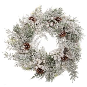 ΧΙΟΝΙΣΜΕΝΟ ΣΤΕΦΑΝΙ ΜΕ ΛΕΥΚΑ BERRIES ΚΑΙ ΚΟΥΚΟΥΝΑΡΙΑ 55ΕΚ