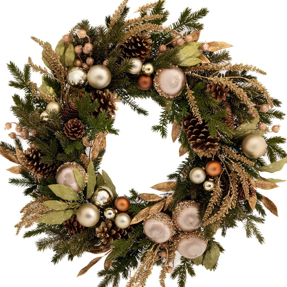 91153 ΠΡΑΣΙΝΟ ΣΤΕΦΑΝΙ ΜΕ ΠΕΥΚΟ ΜΕ ΧΡΙΣΤΟΥΓΕΝΝΙΑΤΙΚΕΣ ΜΠΑΛΕΣ Φ71ΕΚ