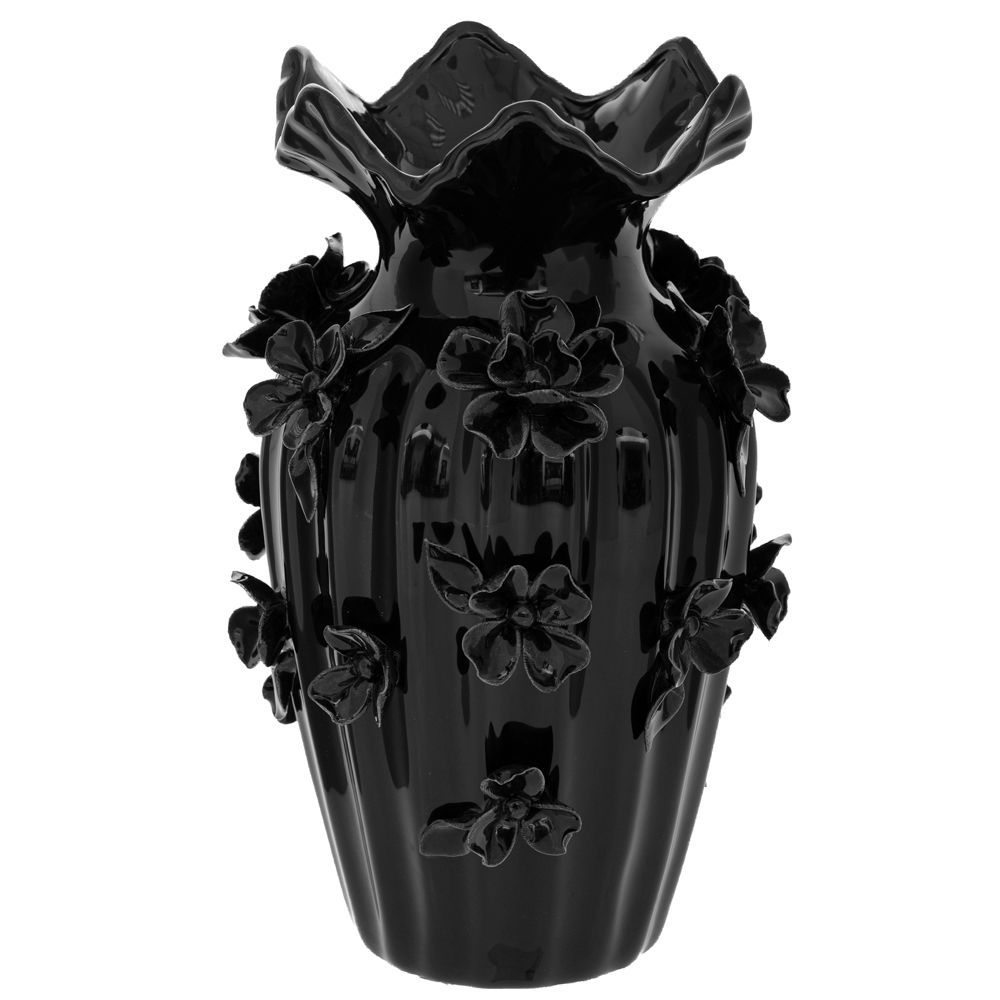 91530 ΜΑΥΡΟ ΚΕΡΑΜΙΚΟ ΒΑΖΟ ΜΕ ΑΝΑΓΛΥΦΑ ΛΟΥΛΟΥΔΙΑ 20Χ31ΕΚ