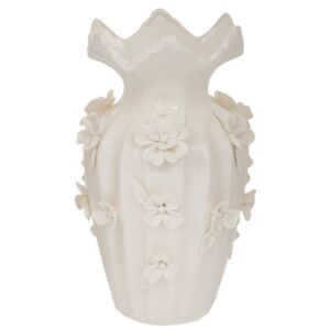 ΛΕΥΚΟ ΚΕΡΑΜΙΚΟ ΒΑΖΟ ΜΕ ΑΝΑΓΛΥΦΑ ΛΟΥΛΟΥΔΙΑ 20Χ31ΕΚ