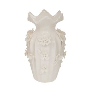 ΛΕΥΚΟ ΚΕΡΑΜΙΚΟ ΒΑΖΟ ΜΕ ΑΝΑΓΛΥΦΑ ΛΟΥΛΟΥΔΙΑ 16Χ26ΕΚ