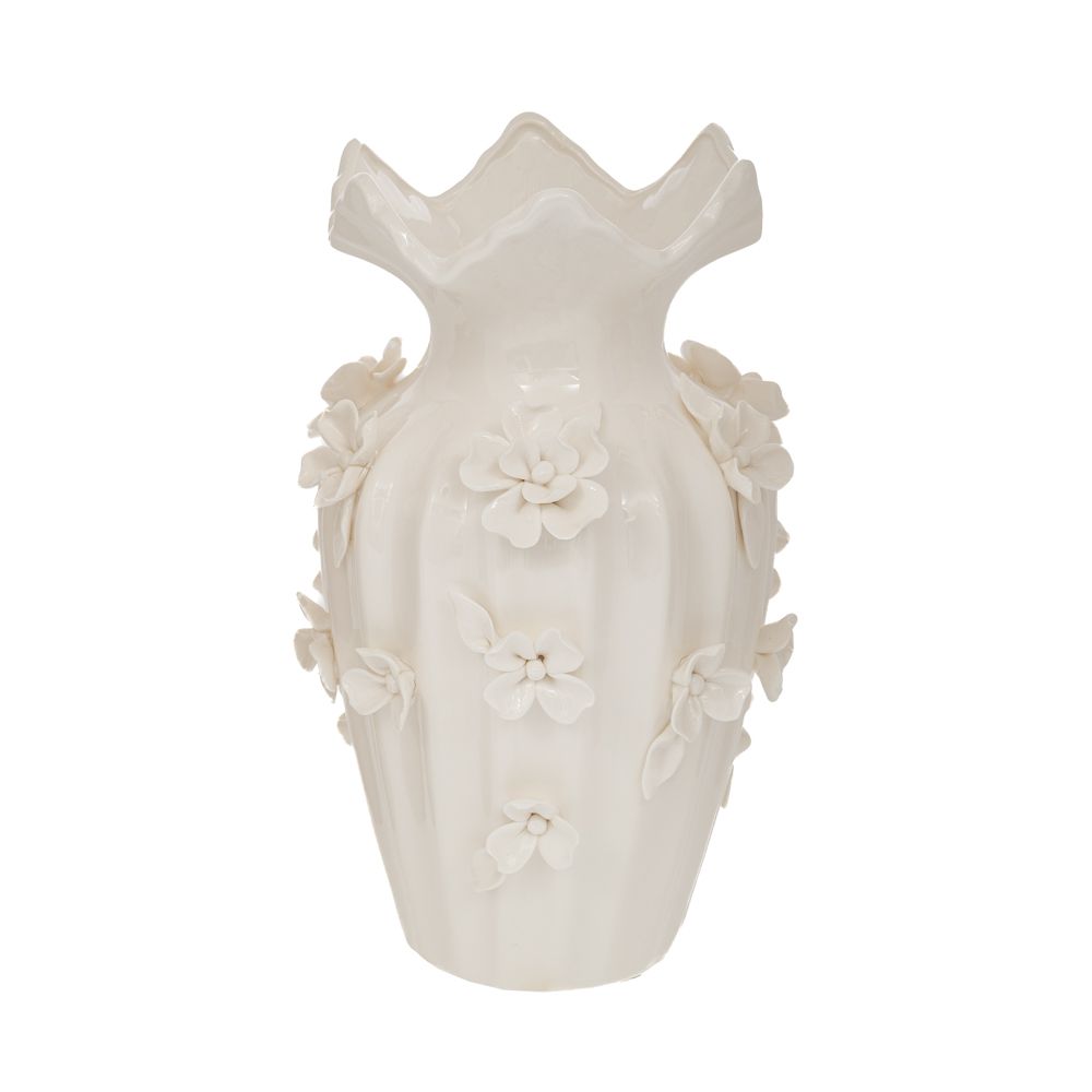 91533 ΛΕΥΚΟ ΚΕΡΑΜΙΚΟ ΒΑΖΟ ΜΕ ΑΝΑΓΛΥΦΑ ΛΟΥΛΟΥΔΙΑ 16Χ26ΕΚ