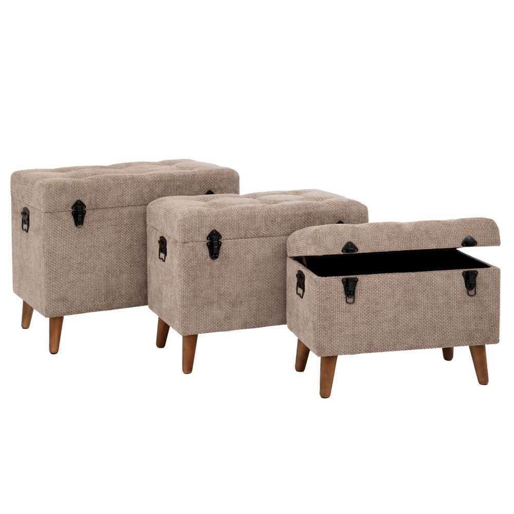 91657 ΣΕΤ 3 ΣΚΑΜΠΟ-ΜΠΑΟΥΛΟ ELEPHANT ΜΕ ΞΥΛΙΝΑ ΠΟΔΙΑ 70Χ41Χ56ΕΚ 65Χ35Χ45ΕΚ 55Χ30Χ40ΕΚ