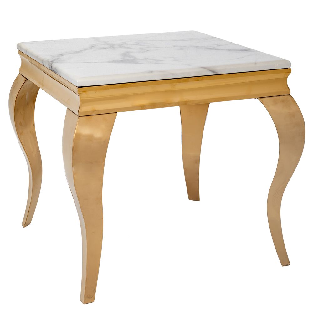 91683 ΧΡΥΣΟ ΜΕΤΑΛΛΙΚΟ ΤΡΑΠΕΖΑΚΙ 50Χ50Χ50ΕΚ ΜΕ ΛΕΥΚΗ ΜΑΡΜΑΡΙΝΗ ΕΠΙΦΑΝΕΙΑ