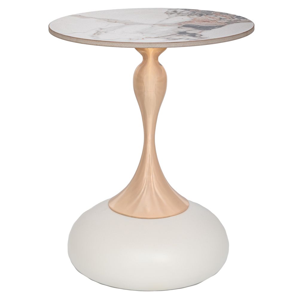 91728 ΚΡΕΜ ΜΕΤΑΛΛΙΚΟ ΤΡΑΠΕΖΑΚΙ ΜΕ ΧΡΥΣΗ ΒΑΣΗ ΚΑΙ ΛΕΥΚΗ ΚΕΡΑΜΙΚΗ ΕΠΙΦΑΝΕΙΑ Φ42Χ52ΕΚ