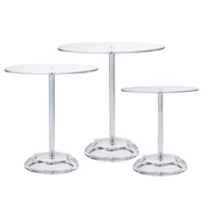 ΣΕΤ 3 ΔΙΑΦΑΝΕΣ ΑΚΡΥΛΙΚΕΣ ΣΤΡΟΓΓΥΛΕΣ ΠΙΑΤΕΛΕΣ ΜΕ ΠΟΔΙ Φ20Χ21 Φ24Χ26 Φ30Χ31ΕΚ