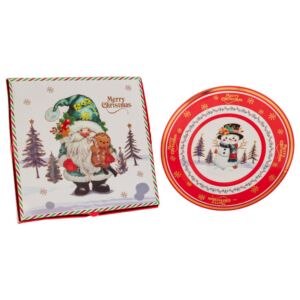 ΚΟΚΚΙΝΟ ΚΕΡΑΜΙΚΟ ΠΙΑΤΟ ΜΕ ΧΙΟΝΑΝΘΡΩΠΟ ΣΕ ΚΟΥΤΙ ΔΩΡΟΥ Φ25ΕΚ