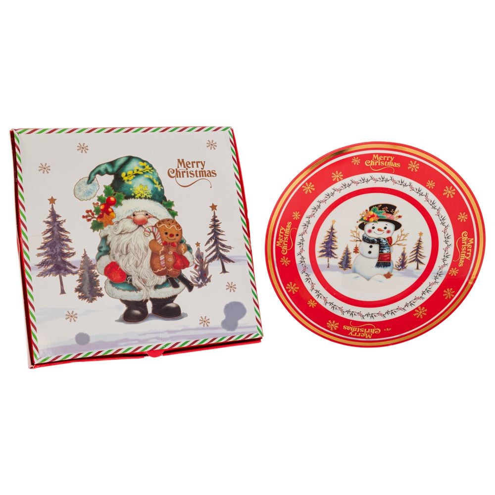 91804 ΚΟΚΚΙΝΟ ΚΕΡΑΜΙΚΟ ΠΙΑΤΟ ΜΕ ΧΙΟΝΑΝΘΡΩΠΟ ΣΕ ΚΟΥΤΙ ΔΩΡΟΥ Φ25ΕΚ