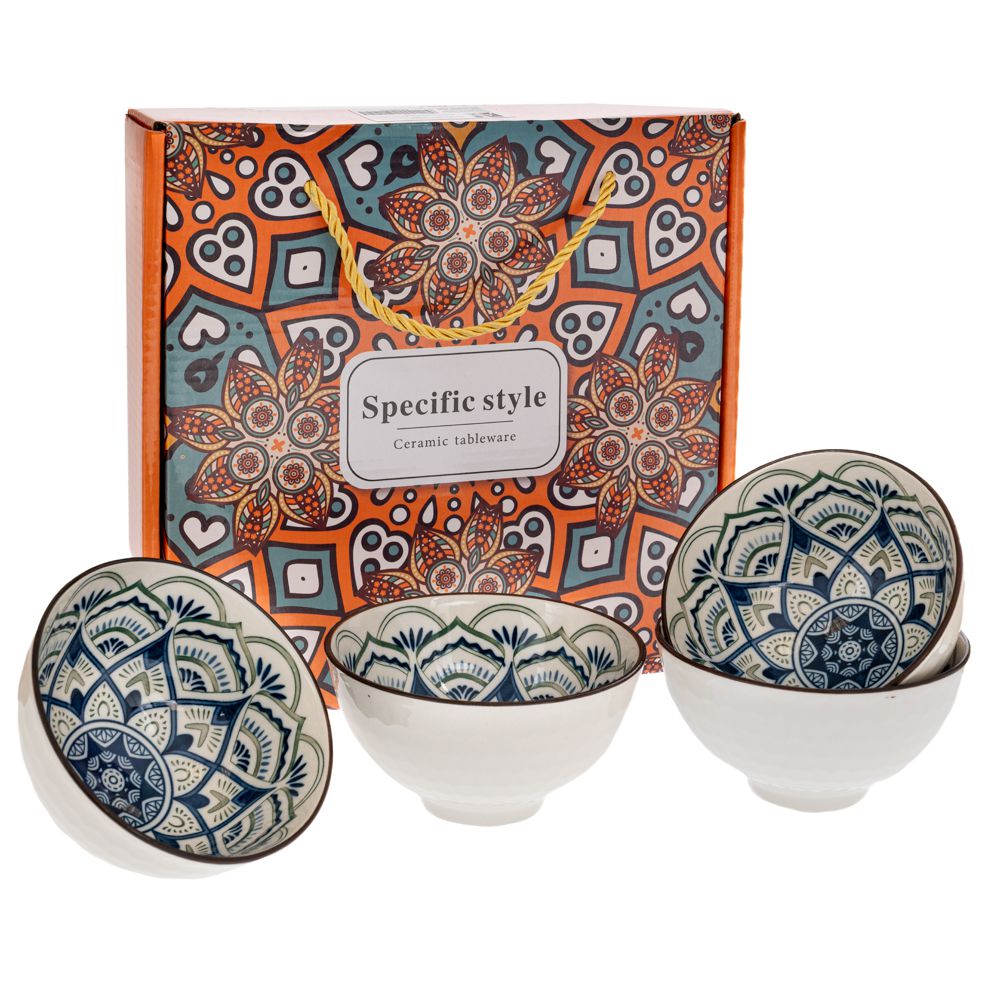 91908 ΣΕΤ 4 ΜΠΛΕ ΚΕΡΑΜΙΚΑ ΜΠΩΛ ΜΕ ΓΕΩΜΕΤΡΙΚΑ ΣΧΕΔΙΑ Φ11Χ6ΕΚ