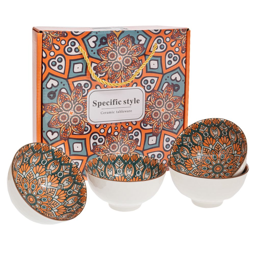 91909 ΣΕΤ 4 ΠΟΡΤΟΚΑΛΙ ΚΕΡΑΜΙΚΑ ΜΠΩΛ ΜΕ ΓΕΩΜΕΤΡΙΚΑ ΣΧΕΔΙΑ Φ11Χ6ΕΚ