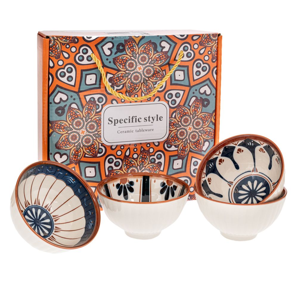 91910 ΣΕΤ 4 ΛΕΥΚΑ ΚΕΡΑΜΙΚΑ ΜΠΩΛ ΜΕ ΜΠΛΕ ΛΟΥΛΟΥΔΙΑ Φ11Χ6ΕΚ