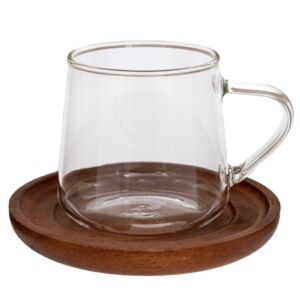 ΚΟΥΠΑ ΔΙΑΦΑΝΗ ΓΥΑΛΙΝΗ ΜΕ ΞΥΛΙΝΟ ΚΑΠΑΚΙ Φ13Χ9