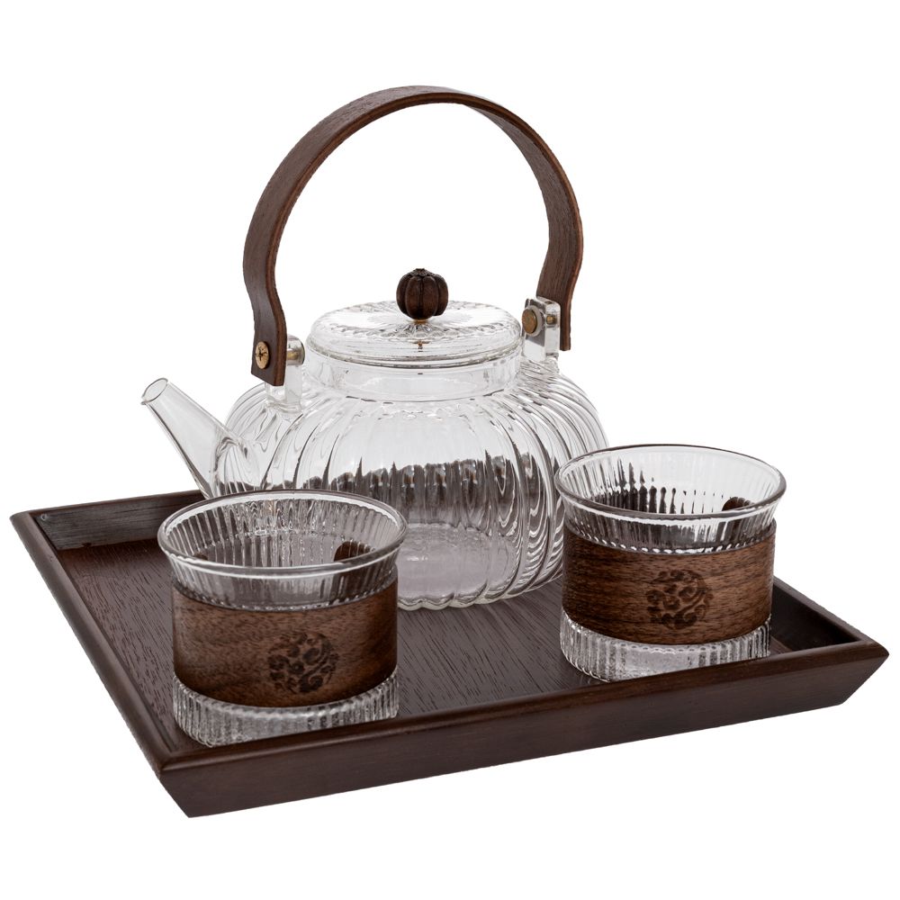 91917 ΣΕΤ 4 ΞΥΛΙΝΟΣ ΔΙΣΚΟΣ ΜΕ ΓΥΑΛΙΝΗ ΤΣΑΓΙΕΡΑ AND ΠΟΤΗΡΙΑ 23