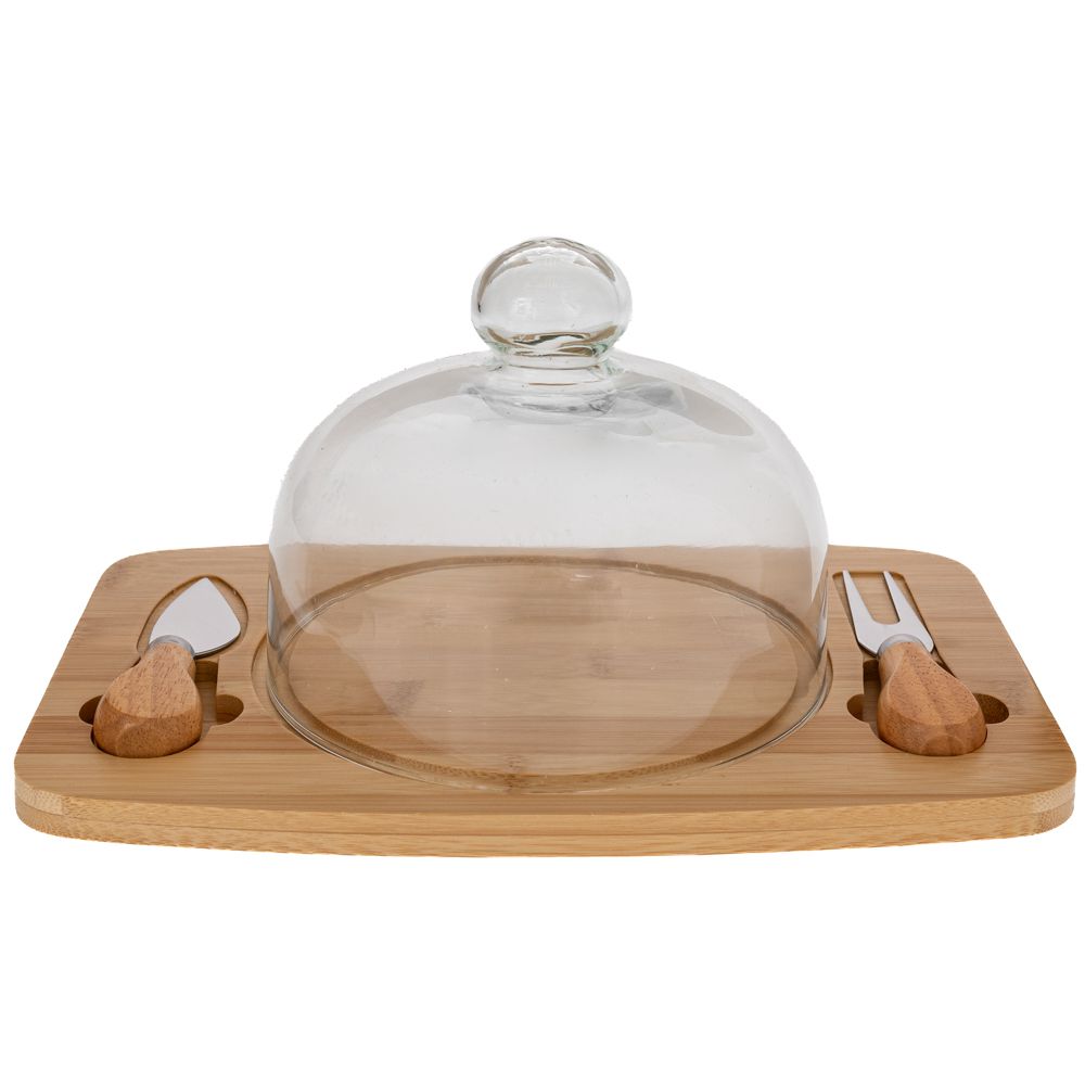 91921 BAMBOO ΔΙΣΚΟΣ ΣΕΡΒΙΡΙΣΜΑΤΟΣ ΤΥΡΙΩΝ ΜΕ ΓΥΑΛΙΝΟ ΚΑΠΑΚΙ AND ΕΞΑΡΤΗΜΑΤΑ 28