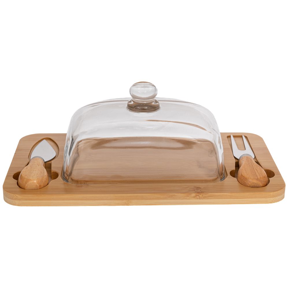 91922 BAMBOO ΔΙΣΚΟΣ ΣΕΡΒΙΡΙΣΜΑΤΟΣ ΤΥΡΙΩΝ ΜΕ ΓΥΑΛΙΝΟ ΚΑΠΑΚΙ AND ΕΞΑΡΤΗΜΑΤΑ 29Χ15Χ11ΕΚ