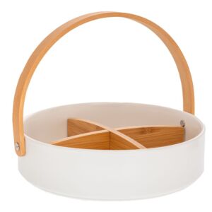 ΛΕΥΚΗ ΚΕΡΑΜΙΚΗ ΟΡΝΤΕΒΙΕΡΑ ΜΕ BAMBOO ΧΕΡΟΥΛΙ ΚΑΙ ΧΩΡΙΣΜΑΤΑ Φ22