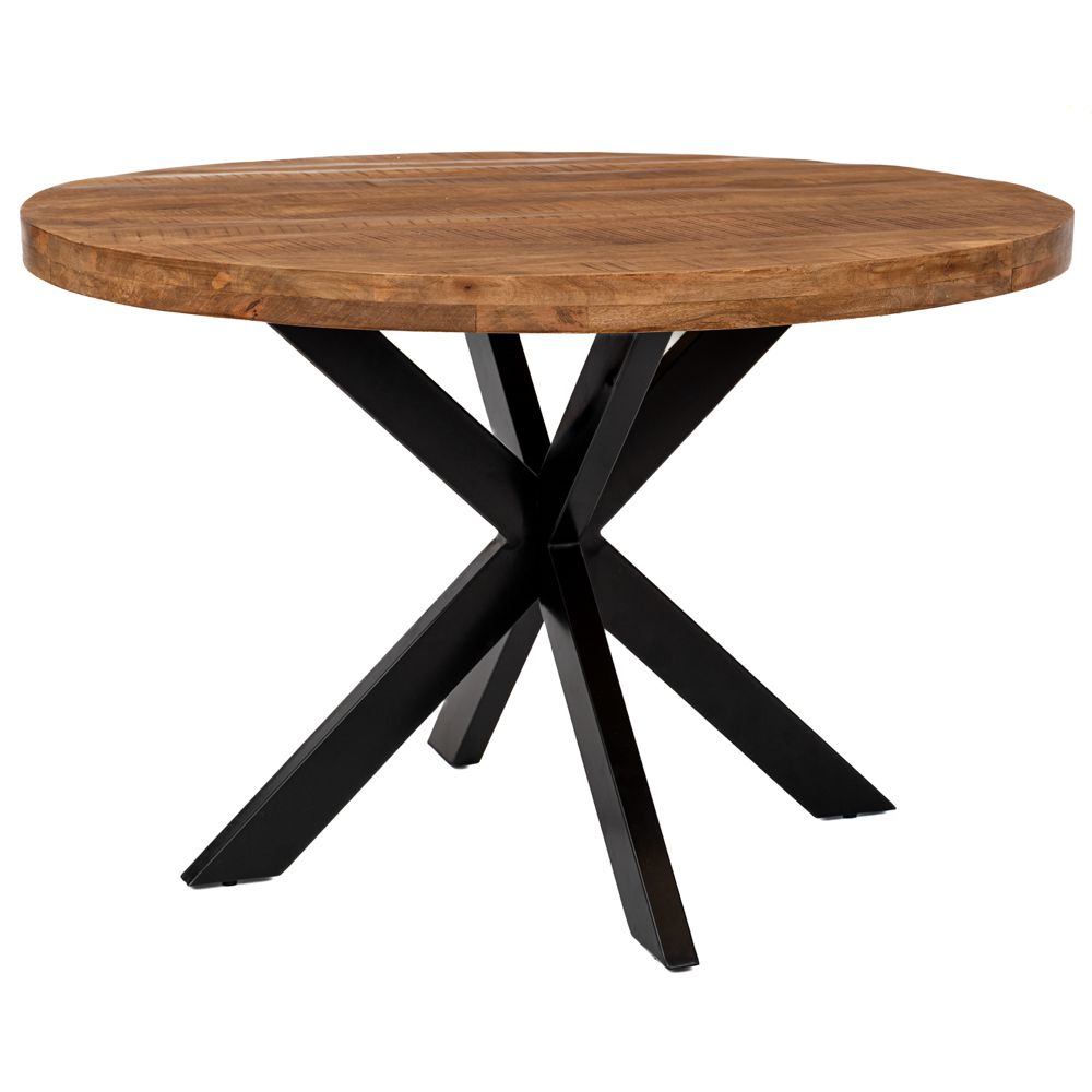 92074 ΤΡΑΠΕΖΙ ΡΟΤΟΝΤΑ ΑΠΟ ΚΑΦΕ ΞΥΛΟ MANGO AND ΜΑΥΡΟ ΣΙΔΕΡΕΝΙΟ ΣΚΕΛΕΤΟ Φ120Χ78ΕΚ