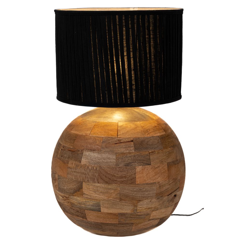 92080 ΕΠΙΤΡΑΠΕΖΙΟ ΛΑΜΠΑΤΕΡ ΣΤΡΟΓΓΥΛΟ ΑΠΌ ΞΥΛΟ MANGO ΜΕ ΜΑΥΡΟ ΚΑΠΕΛΟ Φ45Χ71ΕΚ ΚΑΠΕΛΟ(Φ40)